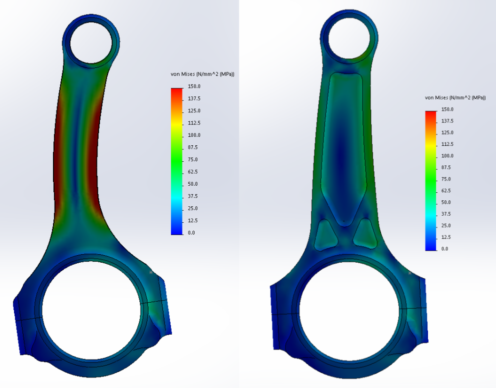 FEA showing improvement in bending strength for BoostLine rods